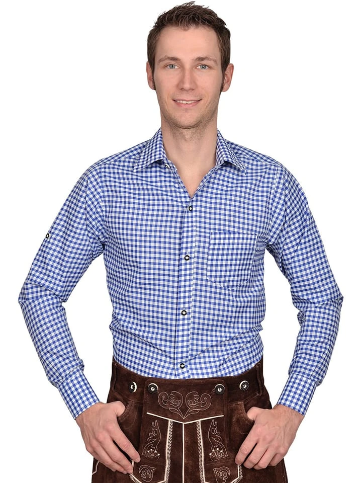 Trachtenhemd In Blau/ Weiß 3 Trachtenhemd In Blau/ Weiß