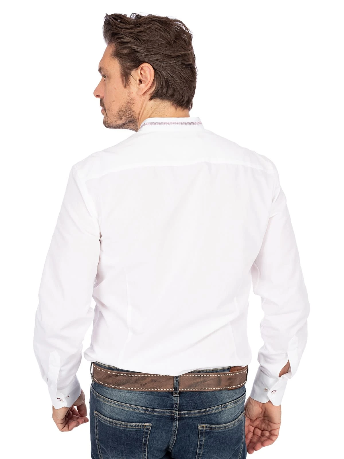Stehkragenhemd HOLLINGER Weiss Rot (Slim Fit) 6 Stehkragenhemd HOLLINGER Weiss Rot (Slim Fit) – Bild 4