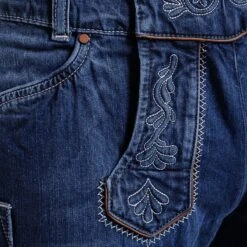 Jeans-Lederhose In Blau -Mustiag Geschaft hangowear jeans lederhose in blau 2