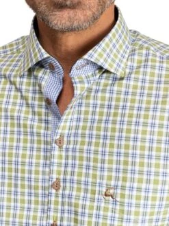 Mustiag Geschaft -Mustiag Geschaft os trachten karo kurzarmhemd alessio grun slim fit 1