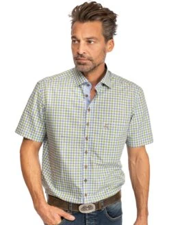 Karo Kurzarmhemd ALESSIO Grün (Slim Fit)