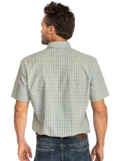 Karo Kurzarmhemd ALESSIO Grün (Slim Fit) -Mustiag Geschaft os trachten karo kurzarmhemd alessio grun slim fit 3