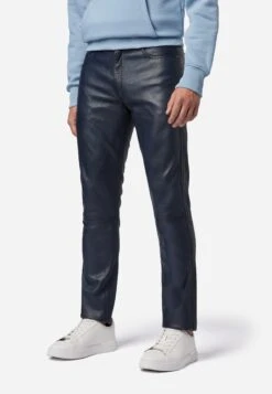 Lederhose Slim Fit In Blau