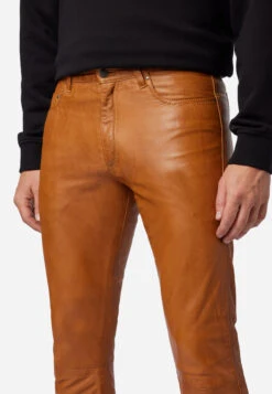 Lederhose Slim Fit In Cognac Braun -Mustiag Geschaft ricano lederhose slim fit in cognac braun 3
